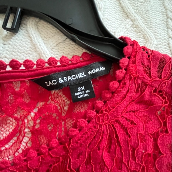 Zac & Rachel Elegant Red Lace Sleeveless Top Women’s size 2X - Picture 10 of 12